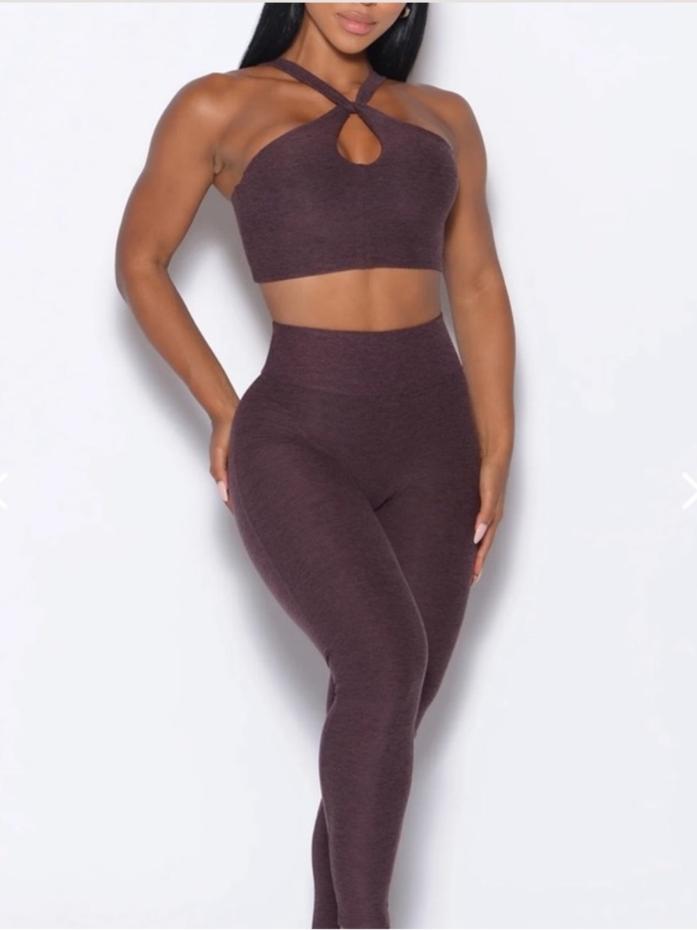 Bombshell Sportswear Peppercorn Leggings and twist bra Set